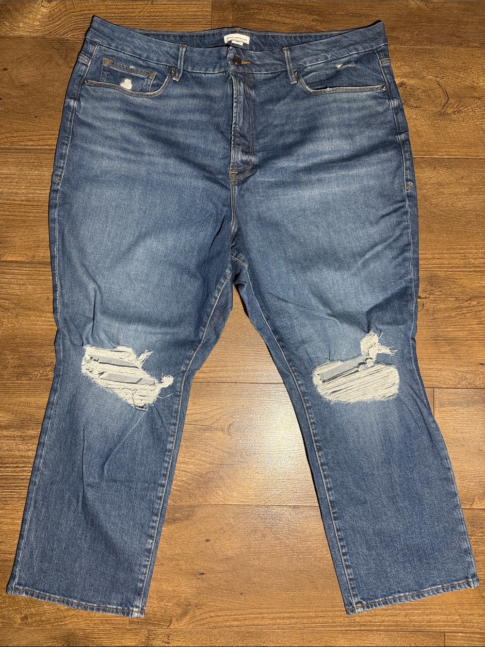 Good American Distressed Straight Leg Jeans - Size 22